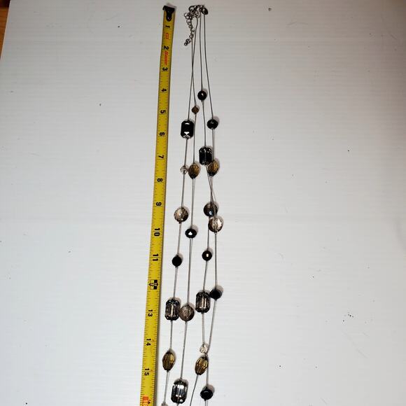 Charming Charlie Silver Double Strand Beaded Necklace 36" - Picture 7 of 7